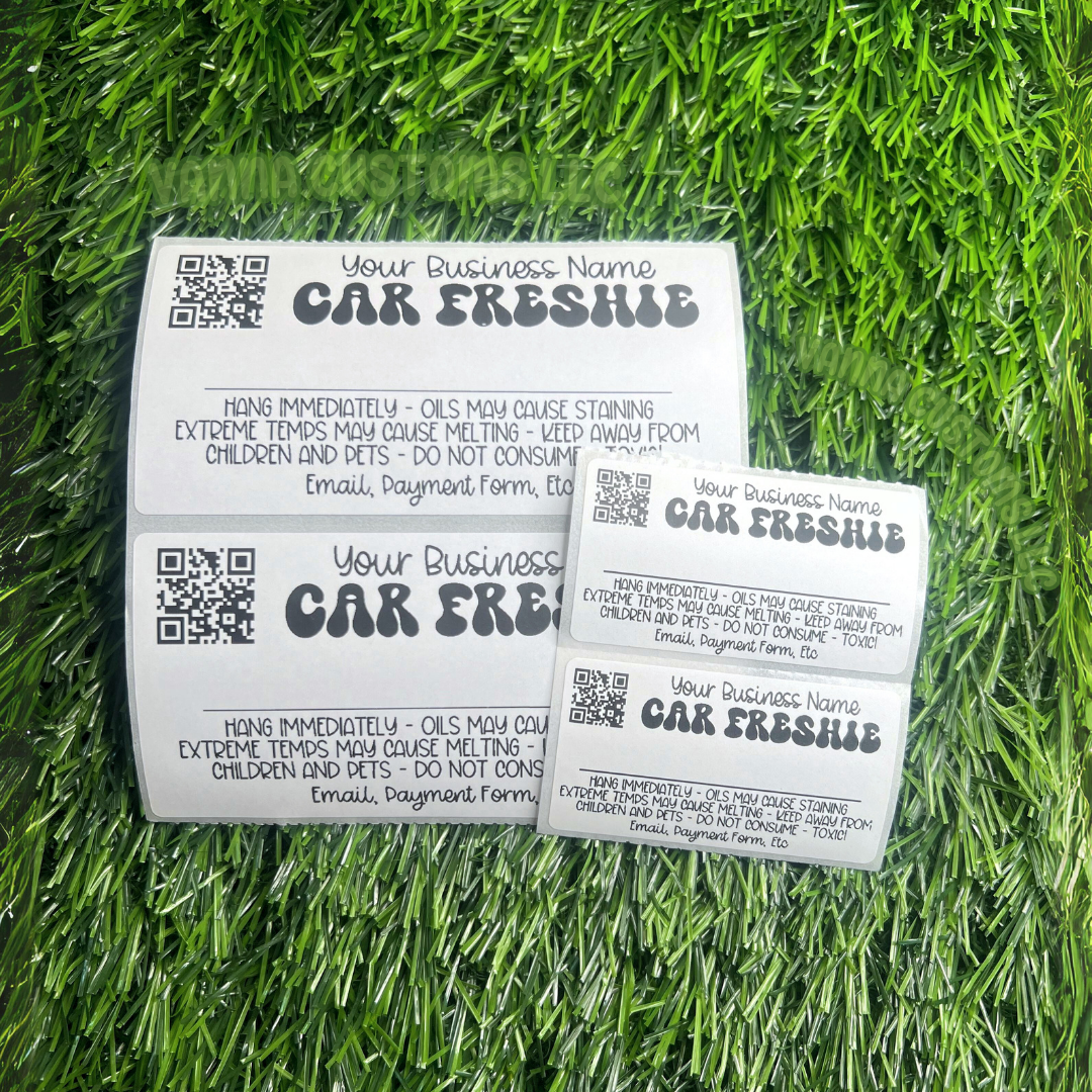 Custom QR Code Car Freshie Scent + Care - Thermal Printed Stickers