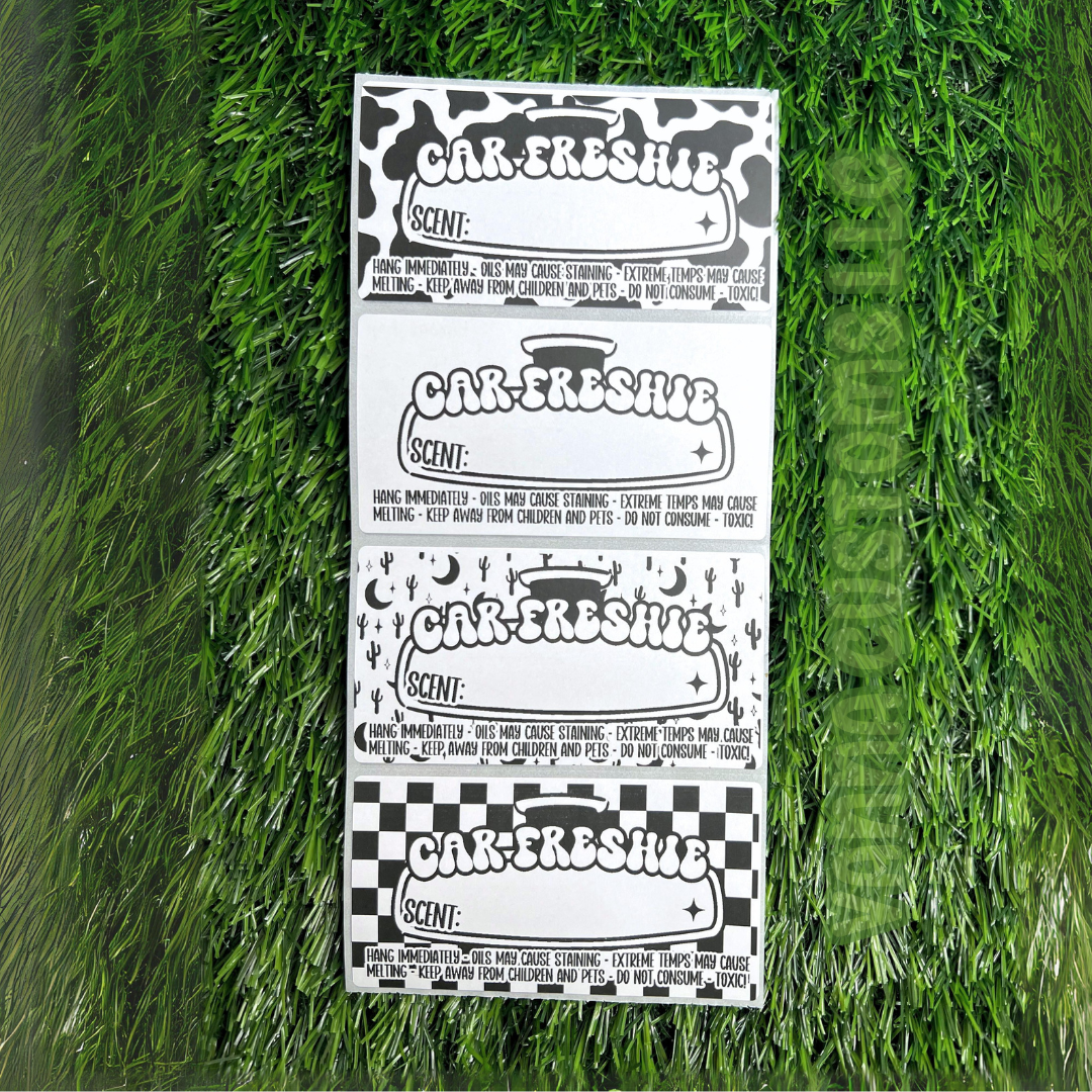 Car Freshie Scent + Care 4"x2" Thermal Printed Labels