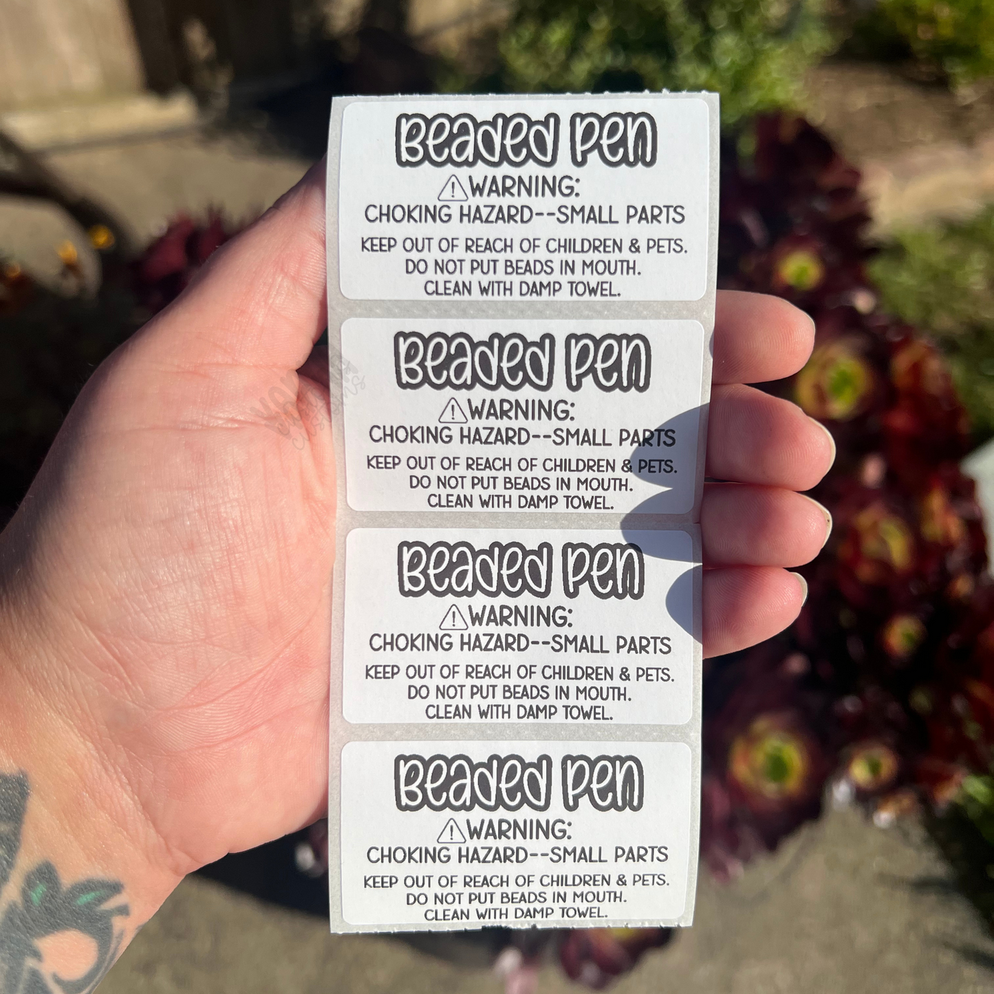 Beaded Pen Care Labels - 2.25"x1.25" Thermal Printed Stickers