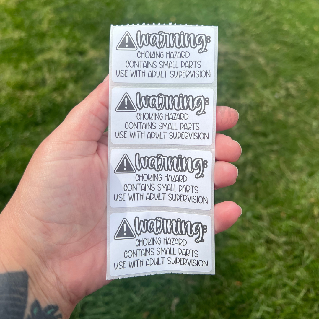Warning - Choking Hazard - 2.25” x 1.25" Thermal Printed Stickers
