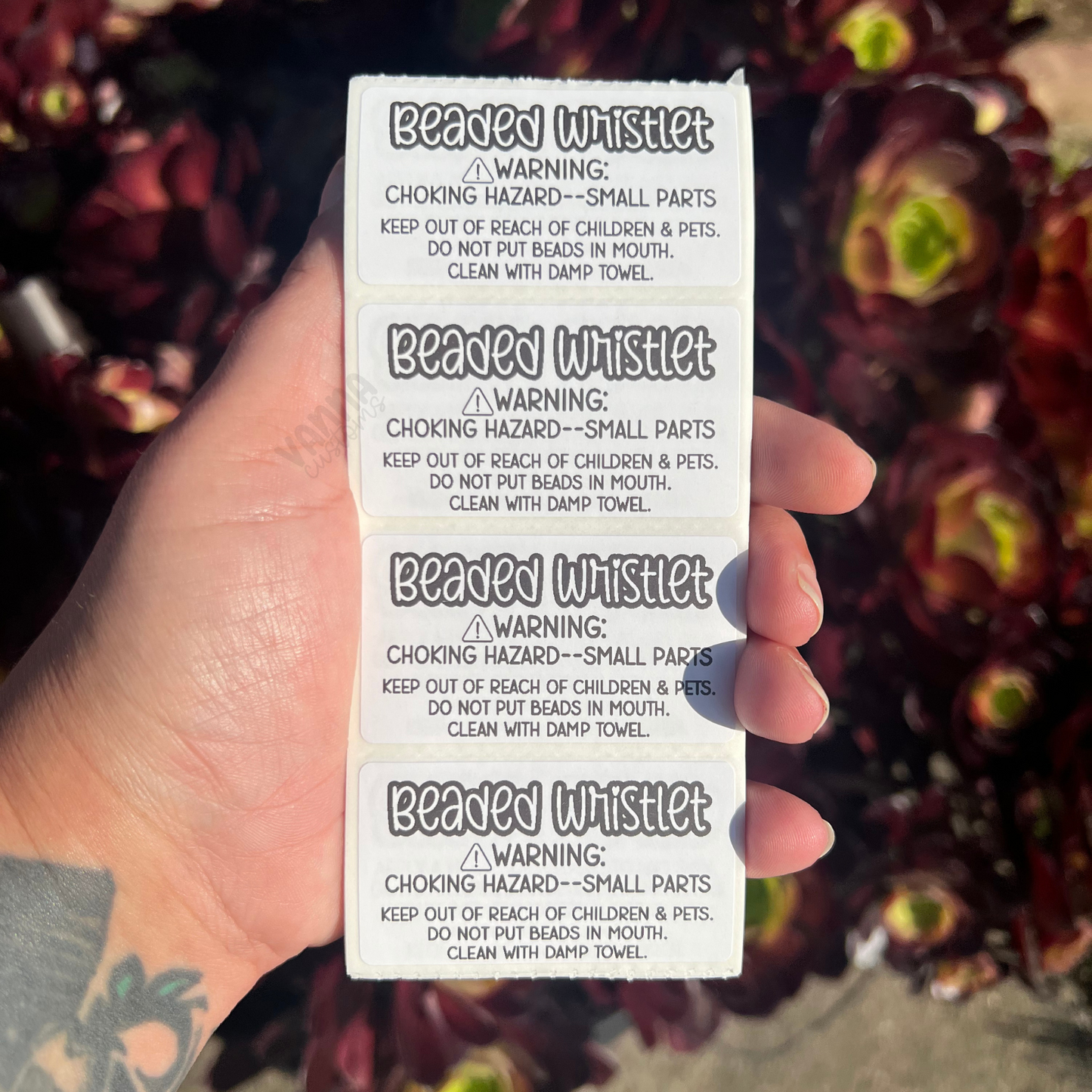 Beaded Wristlet Care Labels - 2.25"x1.25" Thermal Printed Stickers