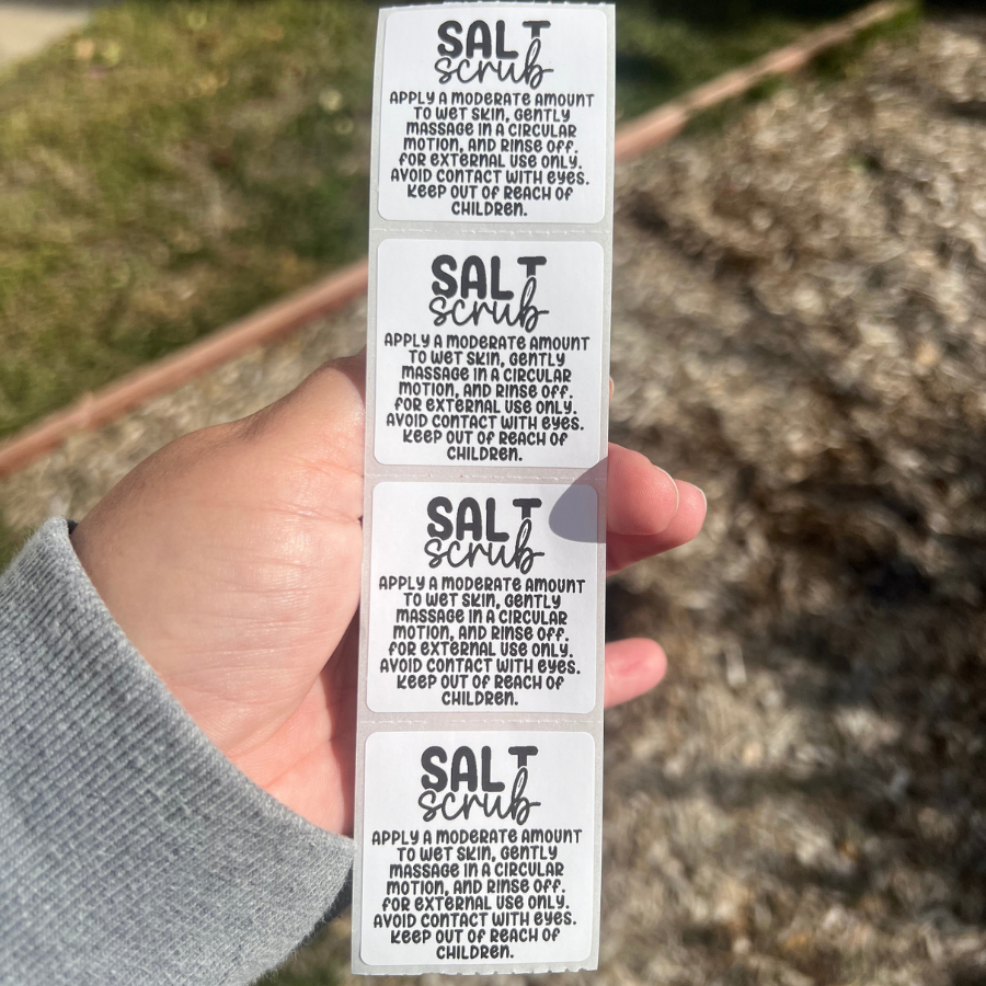 Salt Scrub Care - 1.5” Thermal Printed Stickers