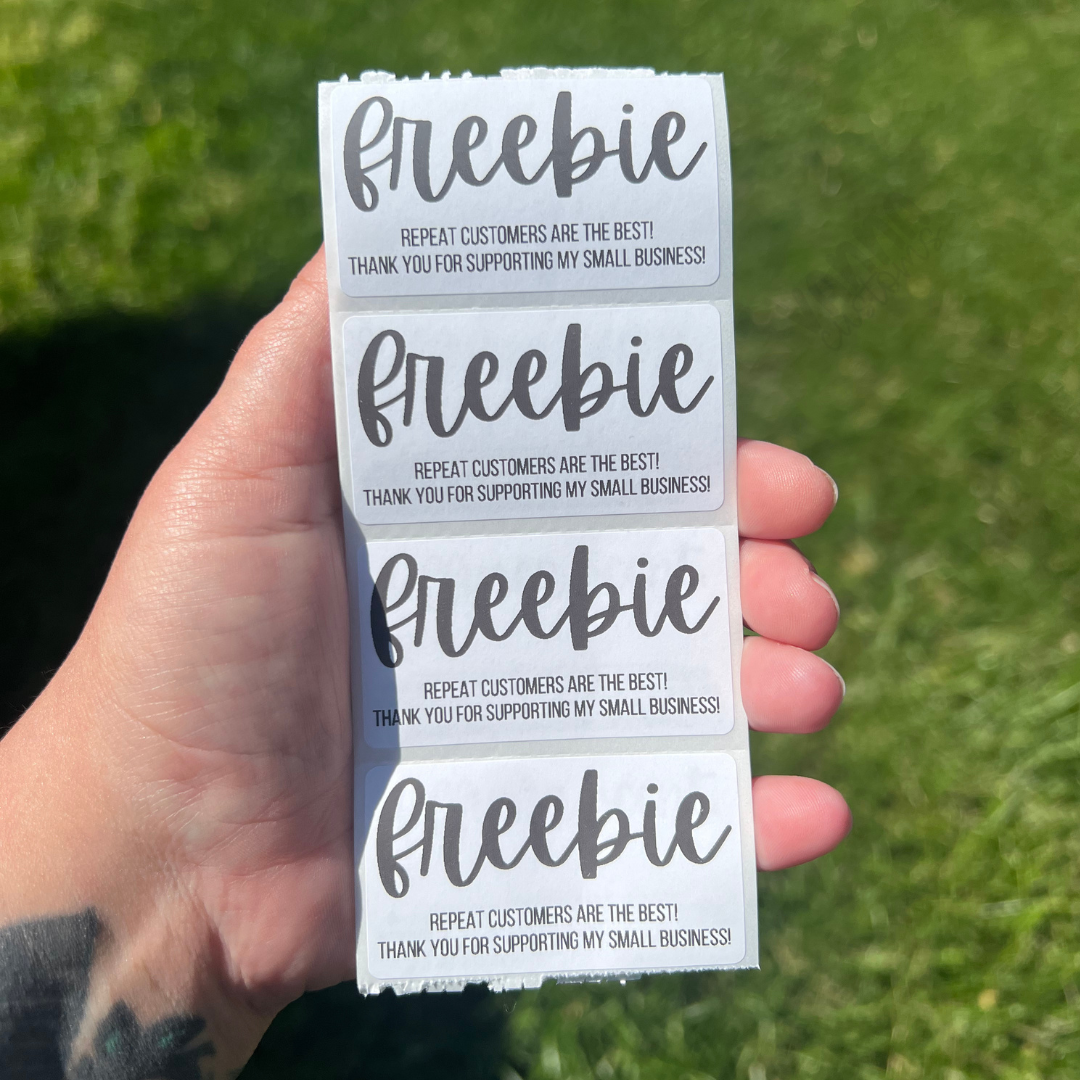 Freebie - Repeat Customer - Thank You 2.25” x 1.25" Thermal Printed Stickers