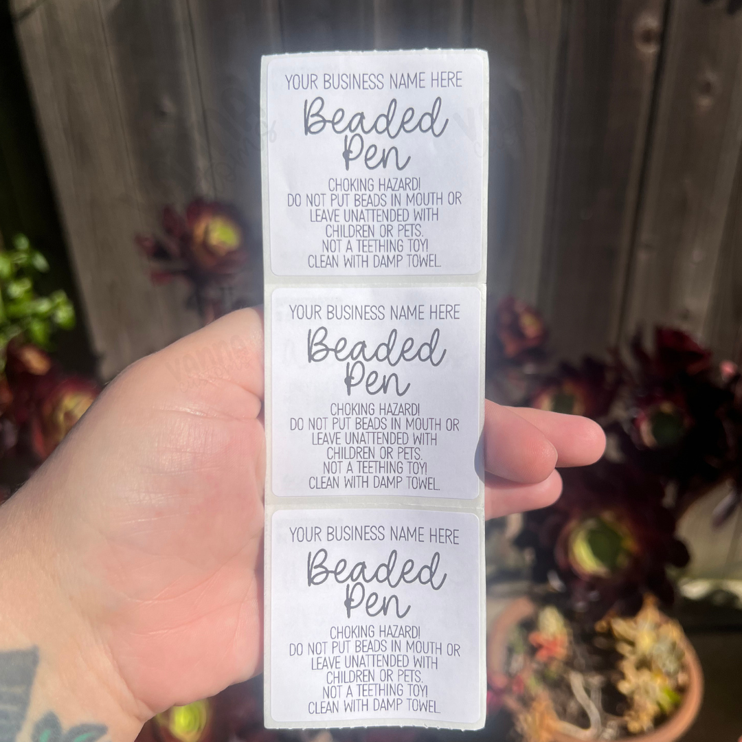 Custom Beaded Pen Care 2" Thermal Printed Stickers
