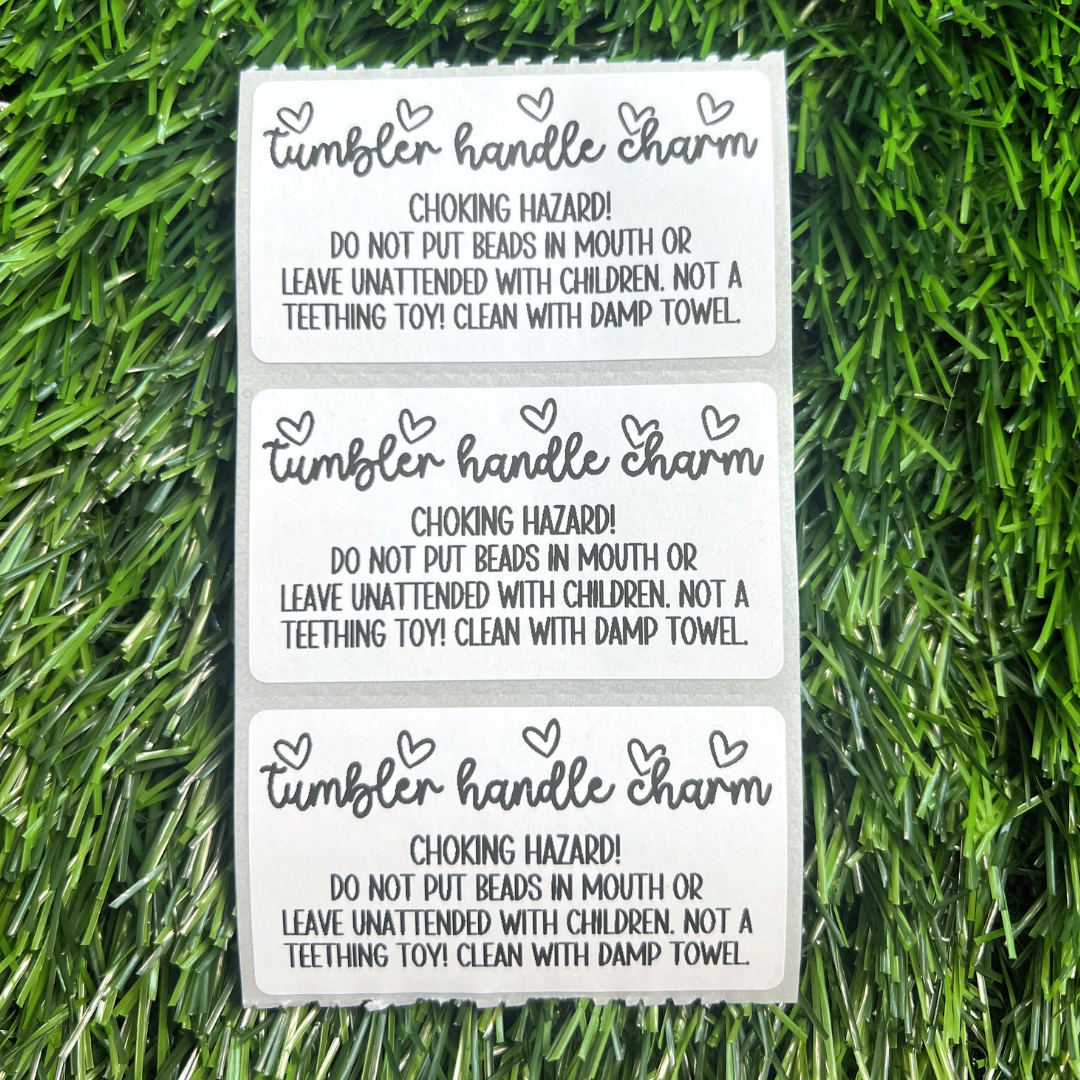 Tumbler Handle Charm Care Labels - 2.25"x1.25" Thermal Printed Stickers
