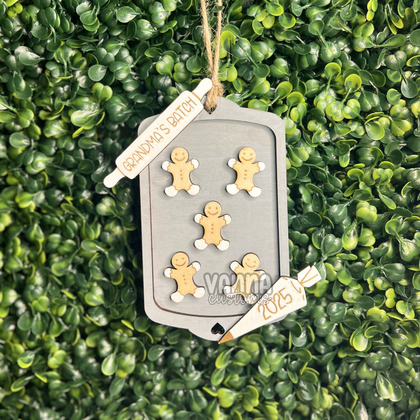 Custom Christmas Tree Ornament - Baking Sheet With Gingerbread Cookies - Grandma's Batch Ornament - Custom Family Name Ornament