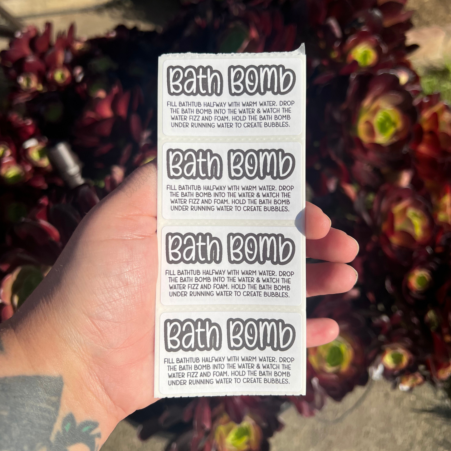 Bath Bomb Care Labels - 2.25"x1.25" Thermal Printed Stickers