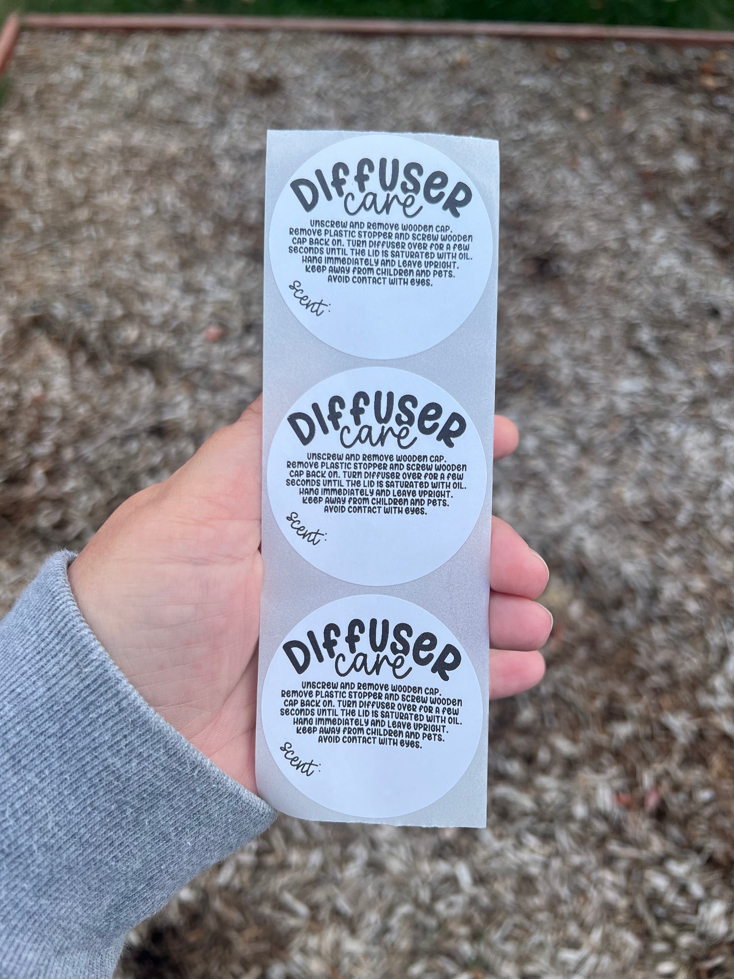 Car Diffuser Care + Scent - 2” Thermal Printed Stickers