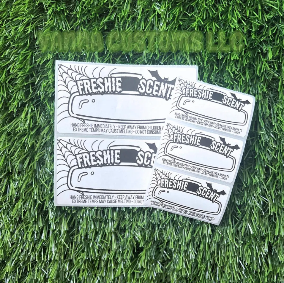 Halloween Car Freshie Scent + Care - Thermal Printed Stickers