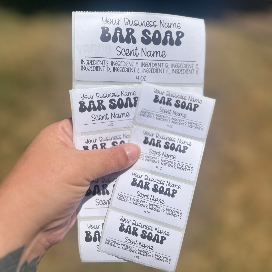 CUSTOM Bar Soap Ingredient Thermal Printed Labels 2.25"x1.25" or 4"x2"