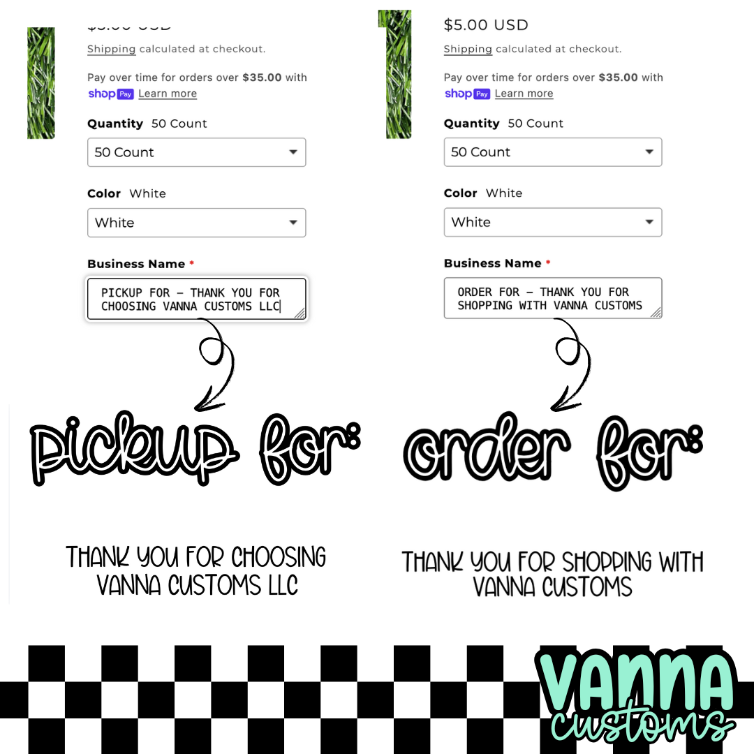 Pickup For - Thank You - Custom Business - 2.25” x 1.25" Thermal Printed Stickers