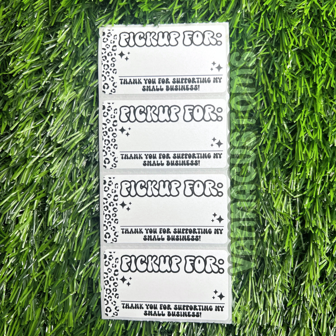 Pickup For - Business Thank You - 2.25” x 1.25" Thermal Printed Stickers - Groovy Leopard Print