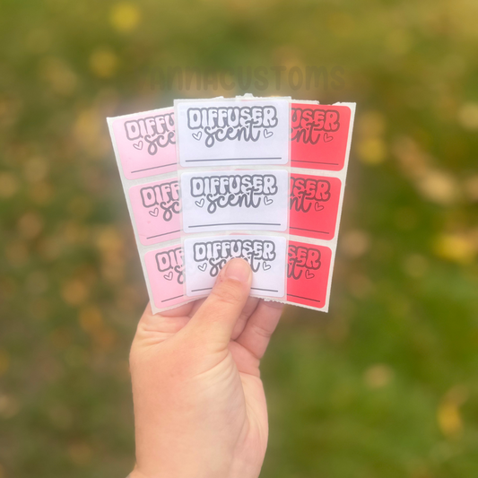 Car Diffuser Scent Labels - 2.25"x1.25" Thermal Printed Stickers - Valentine's Day Themed - Hearts