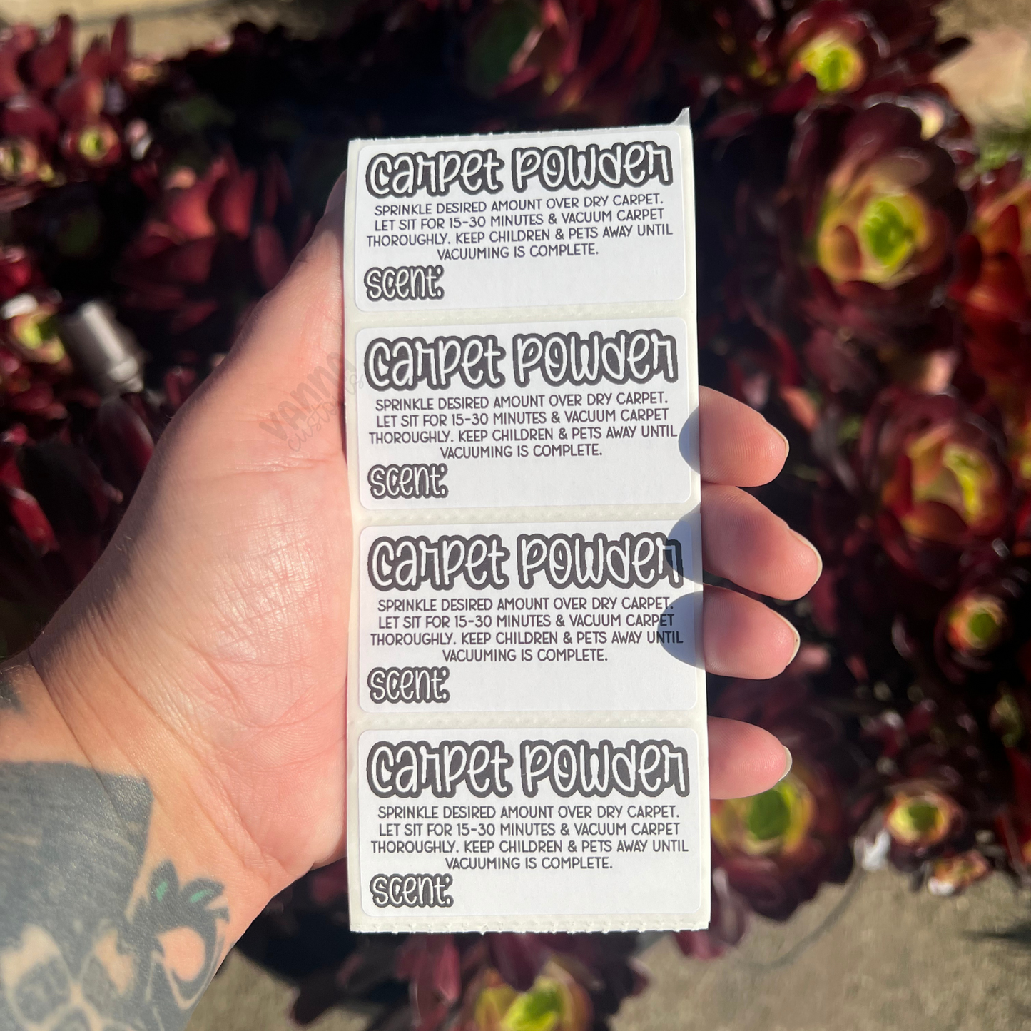 Carpet Powder Scent + Care - 2.25” x 1.25" Thermal Printed Stickers