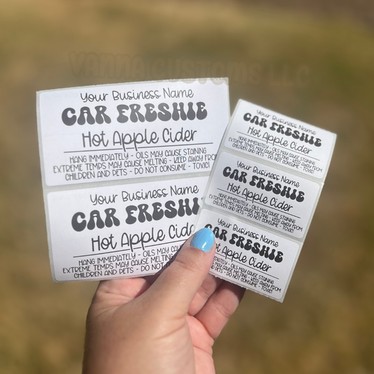 Custom Car Freshie Scent + Care  - Thermal Printed Stickers