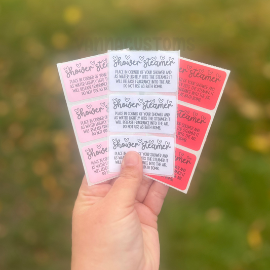 Shower Steamer Labels - 2.25"x1.25" Thermal Printed Stickers - Valentine's Day Themed - Hearts