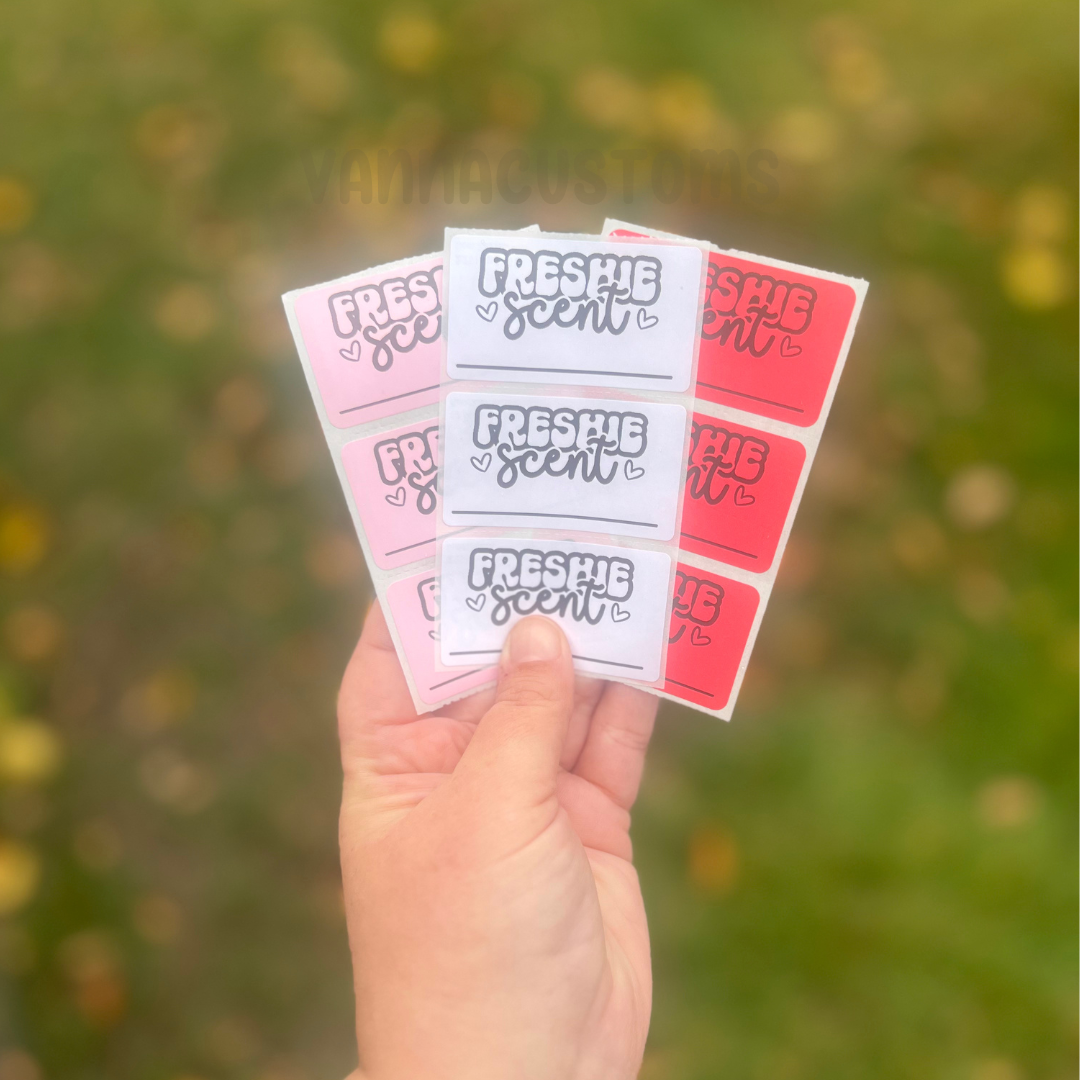 Car Freshie Scent Labels - 2.25"x1.25" Thermal Printed Stickers - Valentine's Day Themed - Hearts