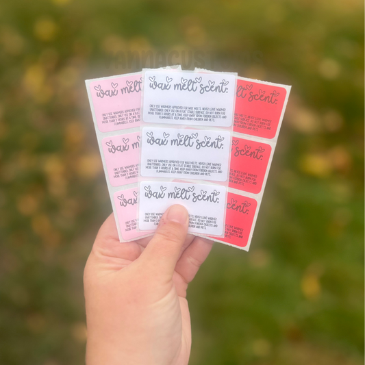 Wax Melt Scent + Care Labels - 2.25"x1.25" Thermal Printed Stickers - Valentine's Day Themed - Hearts