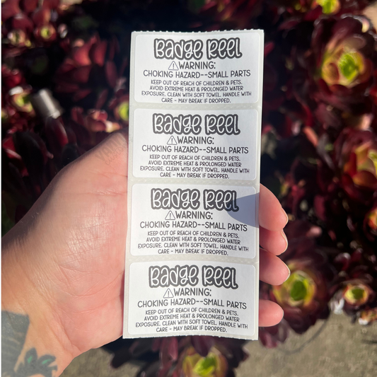 Badge Reel Care Labels - 2.25"x1.25" Thermal Printed Stickers