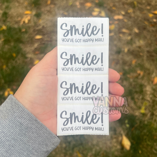 Smile! You've Got Happy Mail - 2.25” x 1.25" Thermal Printed Stickers