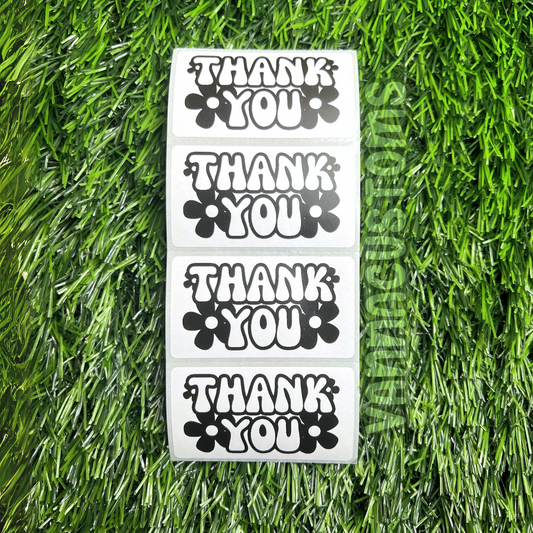 Groovy Thank You - 2.25” x 1.25" Thermal Printed Stickers
