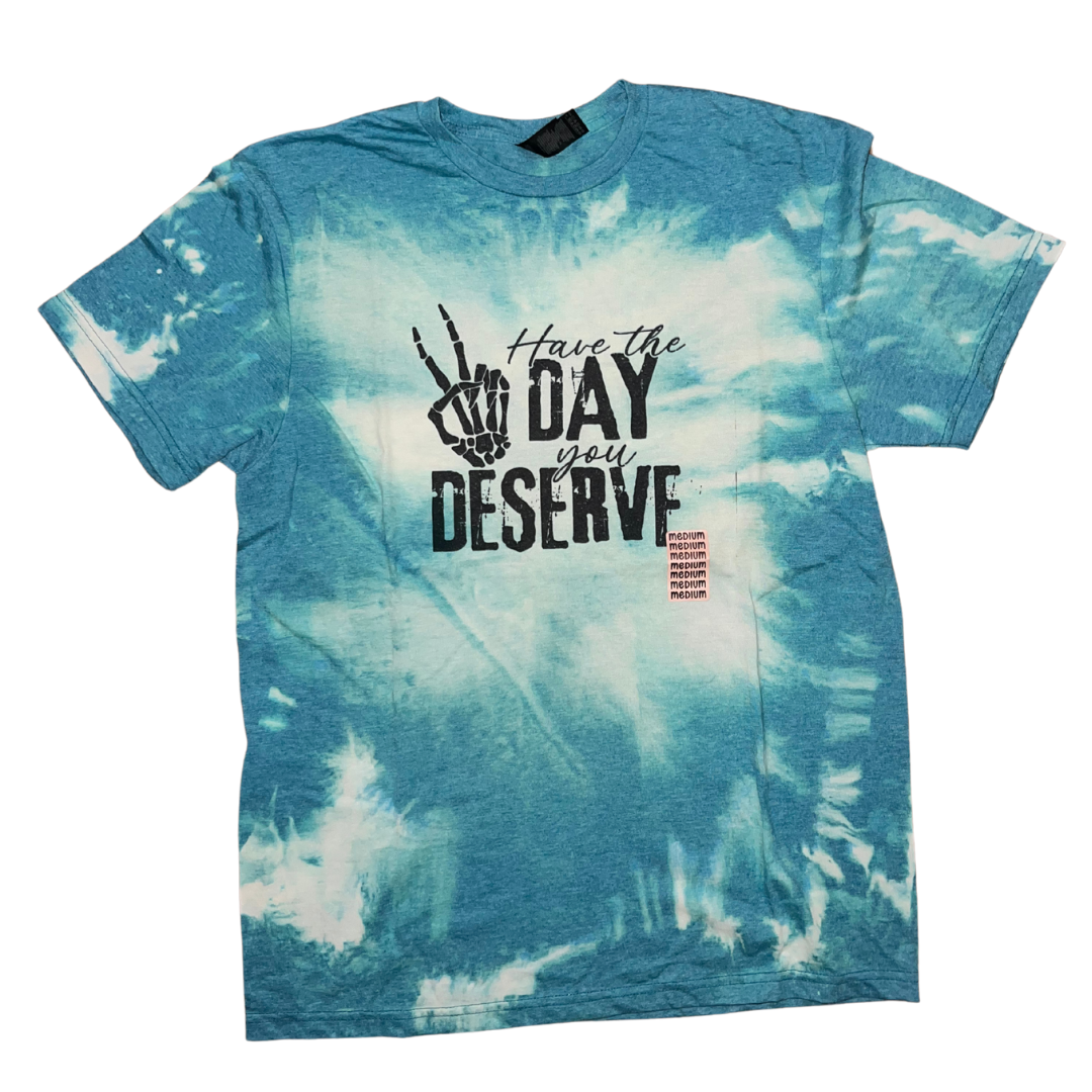 Skeleton Have The Day You Deserve Bleached Tee
