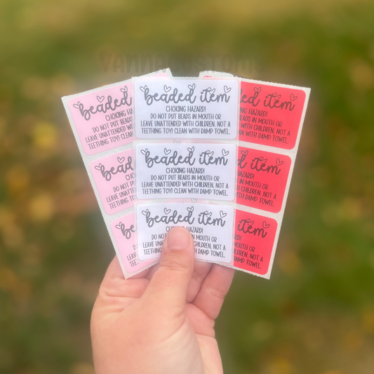 Beaded Item Labels - 2.25"x1.25" Thermal Printed Stickers - Valentine's Day Themed - Hearts
