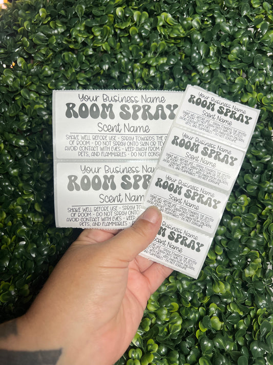 CUSTOM Room Spray Scent + Care Thermal Printed Labels 2.25"x1.25" or 4"x2"