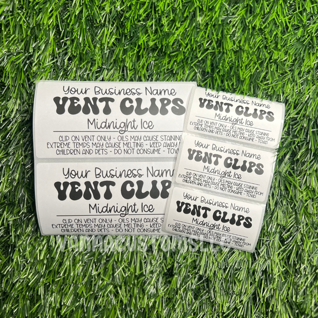 Custom Vent Clips Scent + Care  - Thermal Printed Stickers