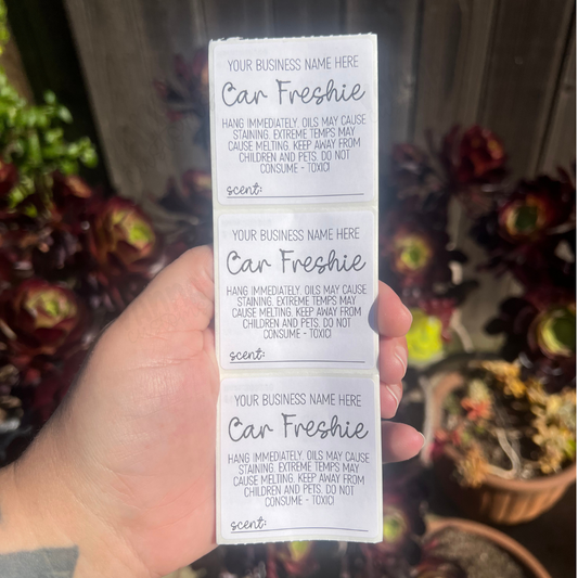 Custom Car Freshie Care + Scent 2" Thermal Printed Stickers