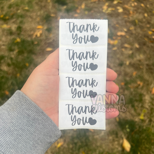 Thank You Heart - 2.25” x 1.25" Thermal Printed Stickers