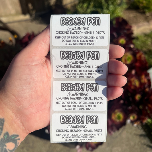 Beaded Pen Care Labels - 2.25"x1.25" Thermal Printed Stickers