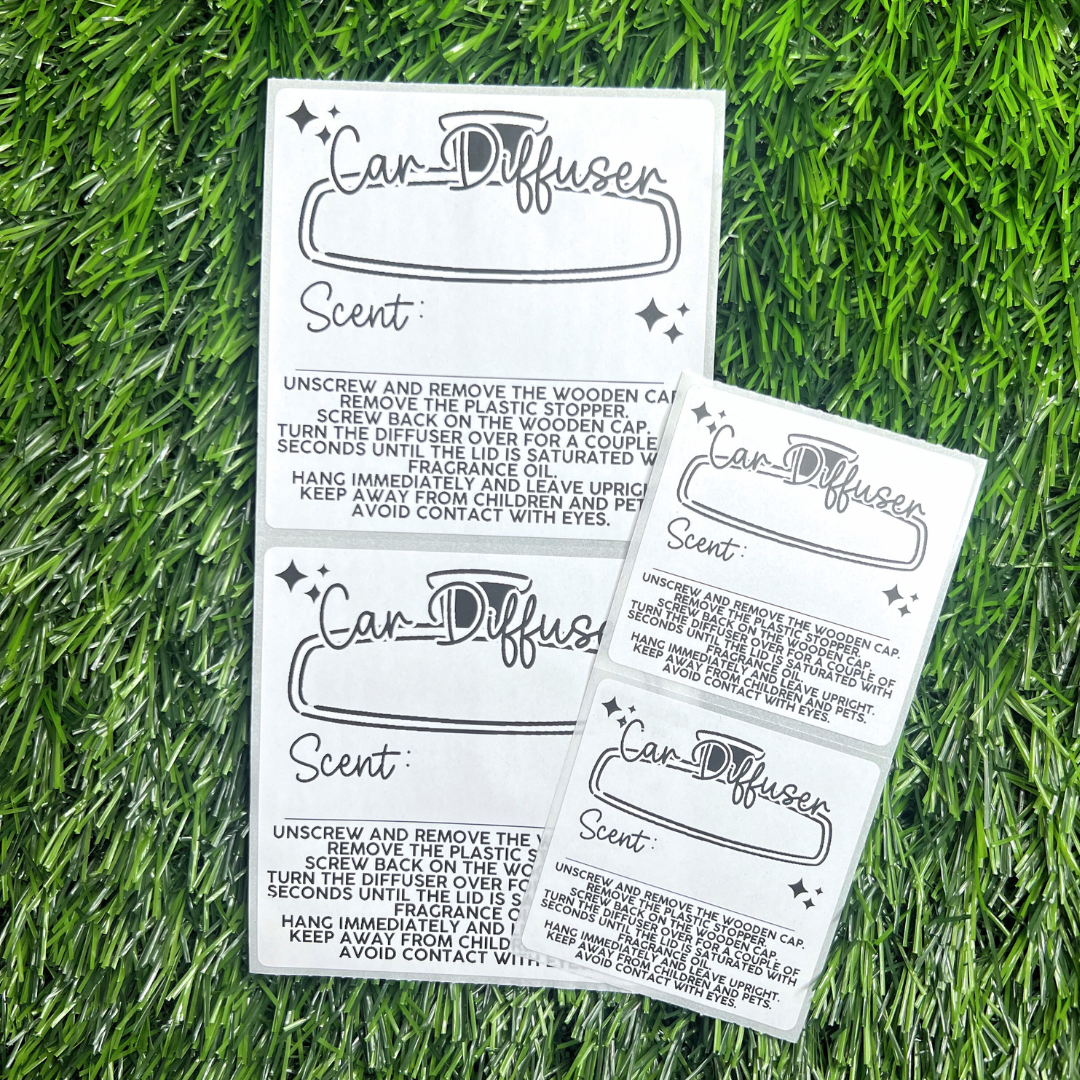 Car Diffuser Scent + Care  - Thermal Printed Stickers