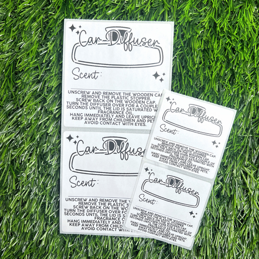 Car Diffuser Scent + Care  - Thermal Printed Stickers