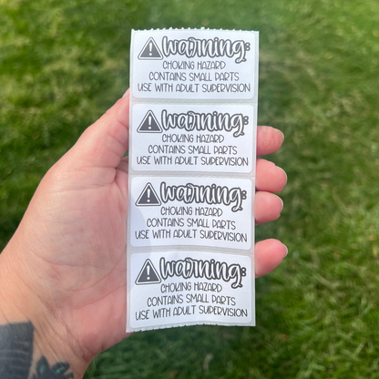 Warning - Choking Hazard - 2.25” x 1.25" Thermal Printed Stickers