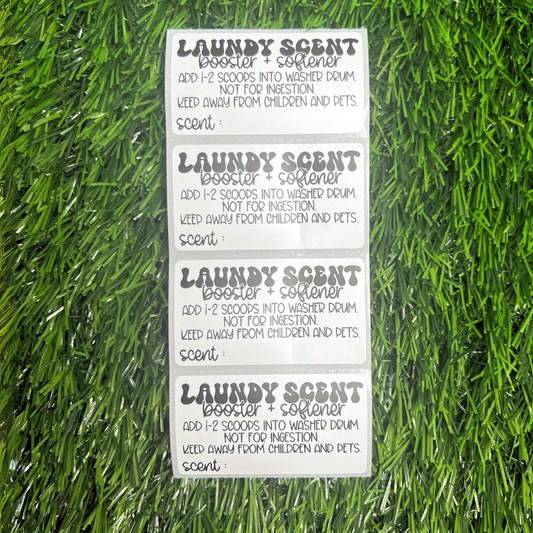 Laundry Scent Booster + Softener Care - 2.25” x 1.25" Thermal Printed Stickers