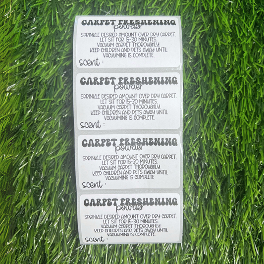 Carpet Freshening Powder Scent + Care - 2.25” x 1.25" Thermal Printed Stickers