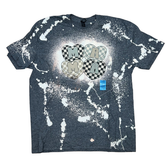 Mama Checkered Heart Bleached Tee