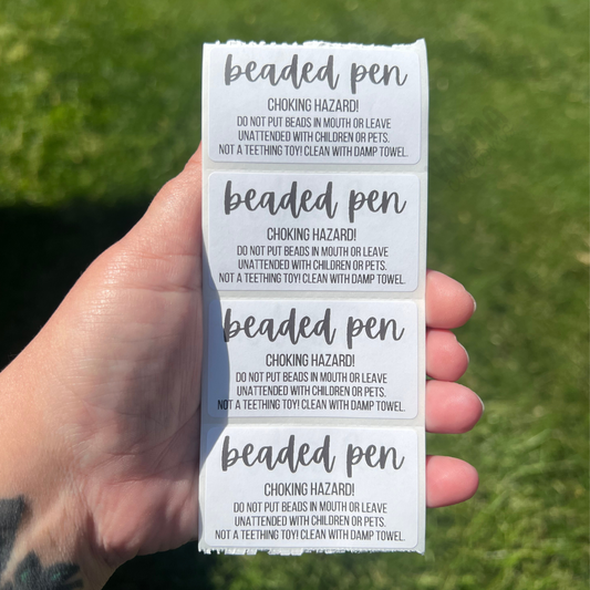 Beaded Pen Care Labels - 2.25"x1.25" Thermal Printed Stickers