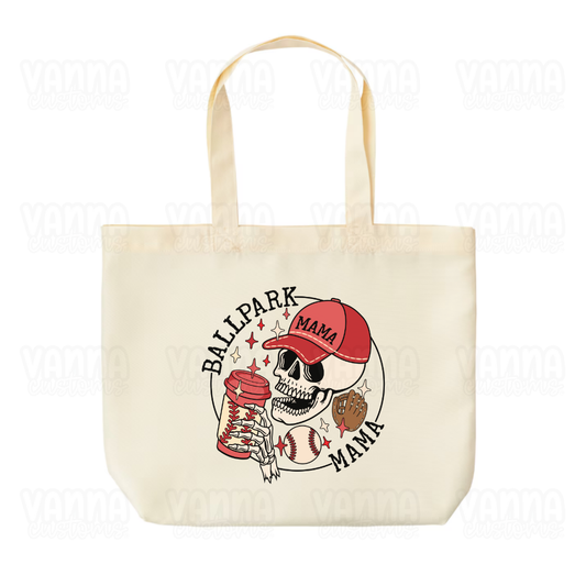 Ballpark Mama Skeleton Tote Bag