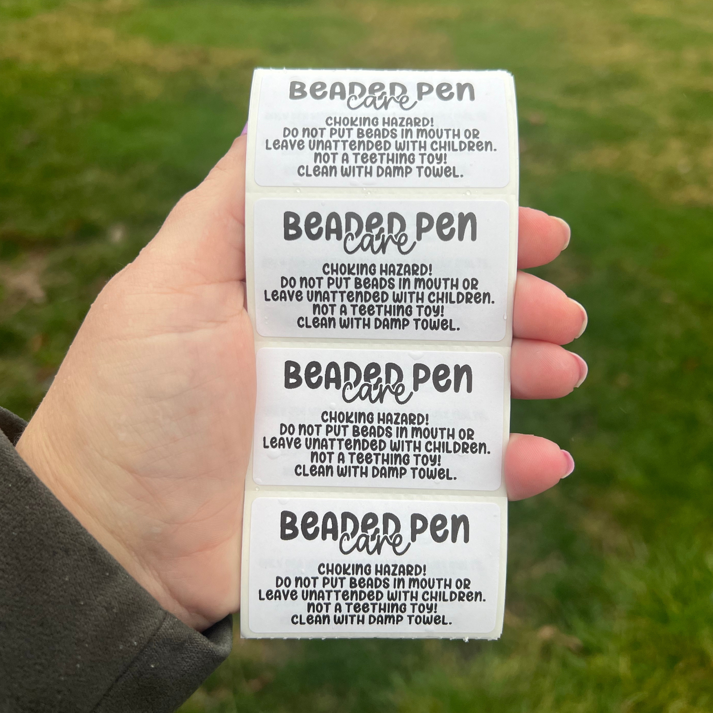 Beaded Pen Care - 2.25” x 1.25" Thermal Printed Stickers