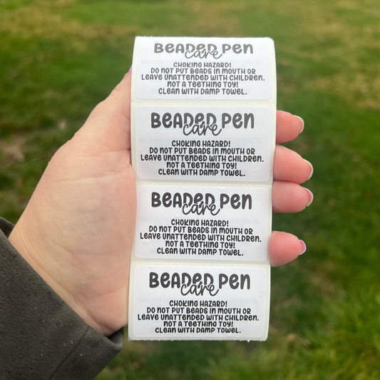 Beaded Pen Care - 2.25” x 1.25" Thermal Printed Stickers