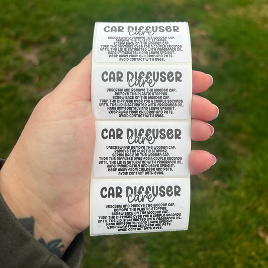 Car Diffuser Care - 2.25” x 1.25" Thermal Printed Stickers