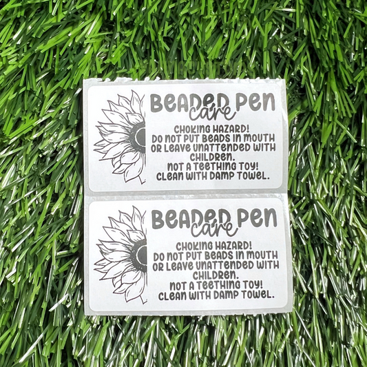 Sunflower Beaded Pen Care Labels - 2.25"x1.25" Thermal Printed Stickers