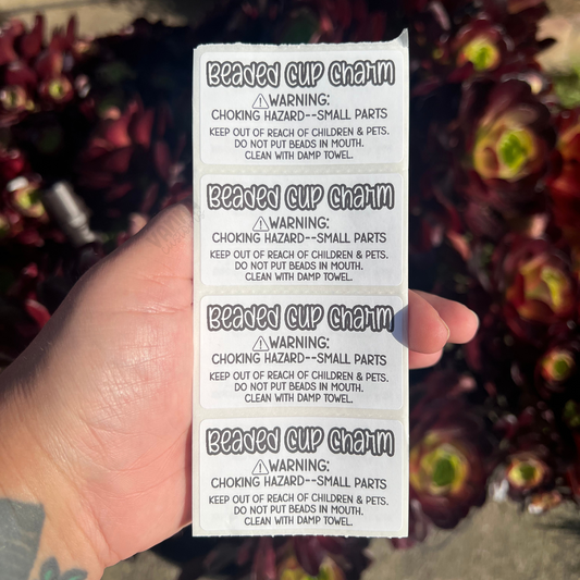 Beaded Cup Charm Care Labels - 2.25"x1.25" Thermal Printed Stickers