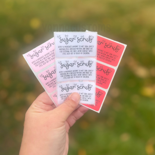 Sugar Scrub Care Labels - 2.25"x1.25" Thermal Printed Stickers - Valentine's Day Themed - Hearts