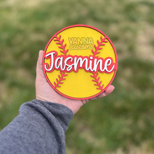 Custom Painted Wood Softball Sign