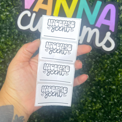 Incense Scent Labels - 2.25"x1.25" Thermal Printed Stickers - Valentine's Day Themed - Hearts