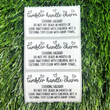 Tumbler Handle Charm Care Labels - 2.25"x1.25" Thermal Printed Stickers