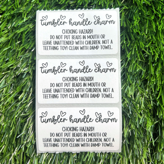 Tumbler Handle Charm Care Labels - 2.25"x1.25" Thermal Printed Stickers